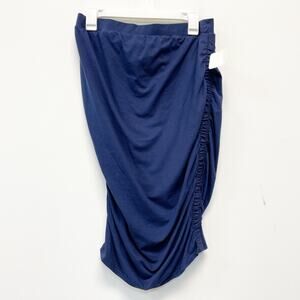 Isabel Maternity Women's Navy Blue Ruched Side Stretch Skirt Size M